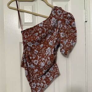 Free People Floral One Shoulder Bodysuit